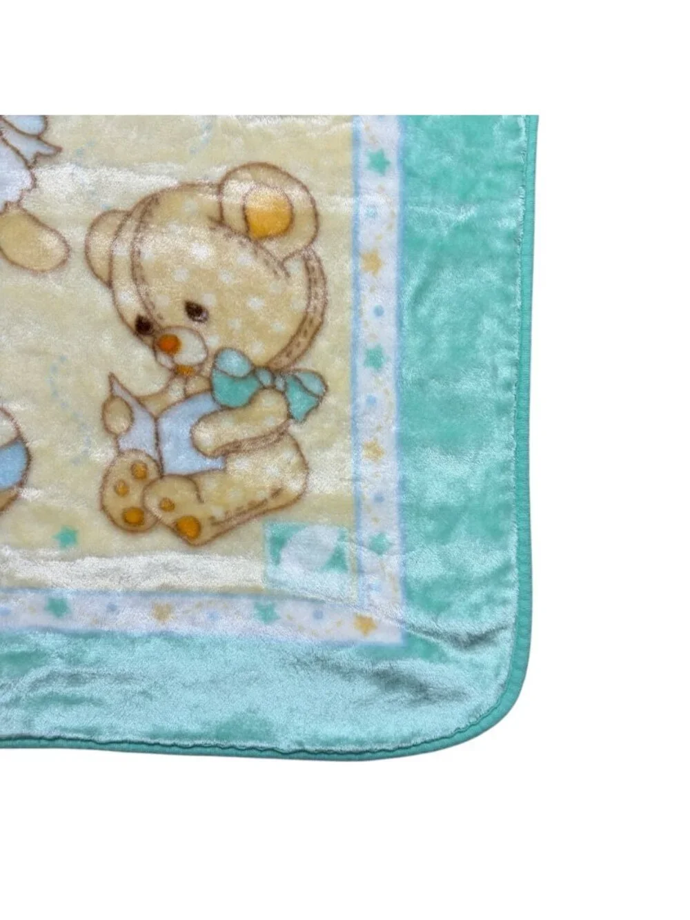 Rare Vintage Novatex Plush Baby Blanket Stork Teddy Bear Lamb Nursery Unisex